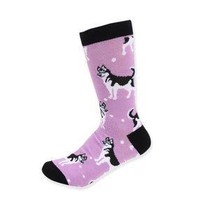 Women's Novelty Siberian Husky Dog Socks Purple